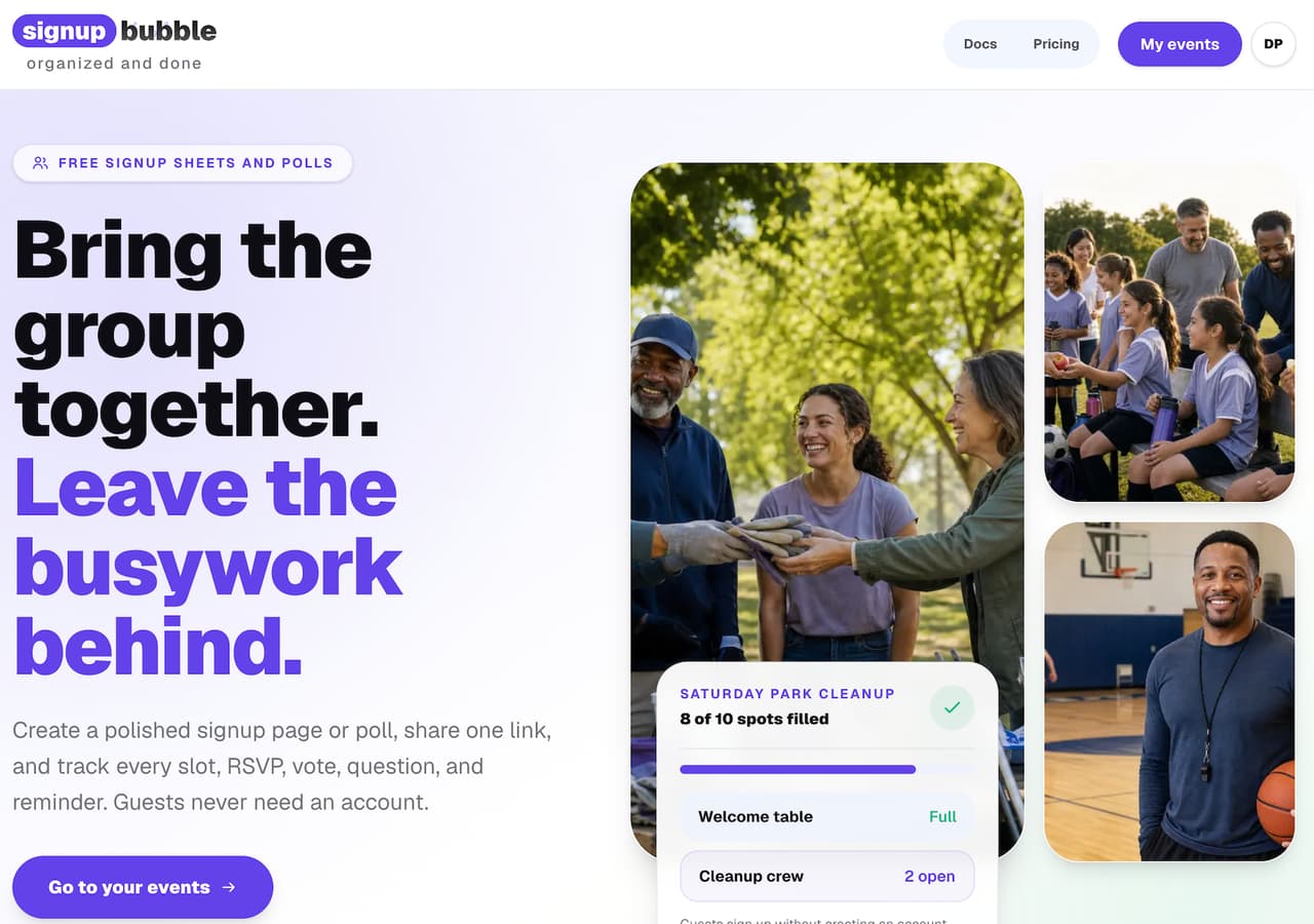 SignupBubble.com preview