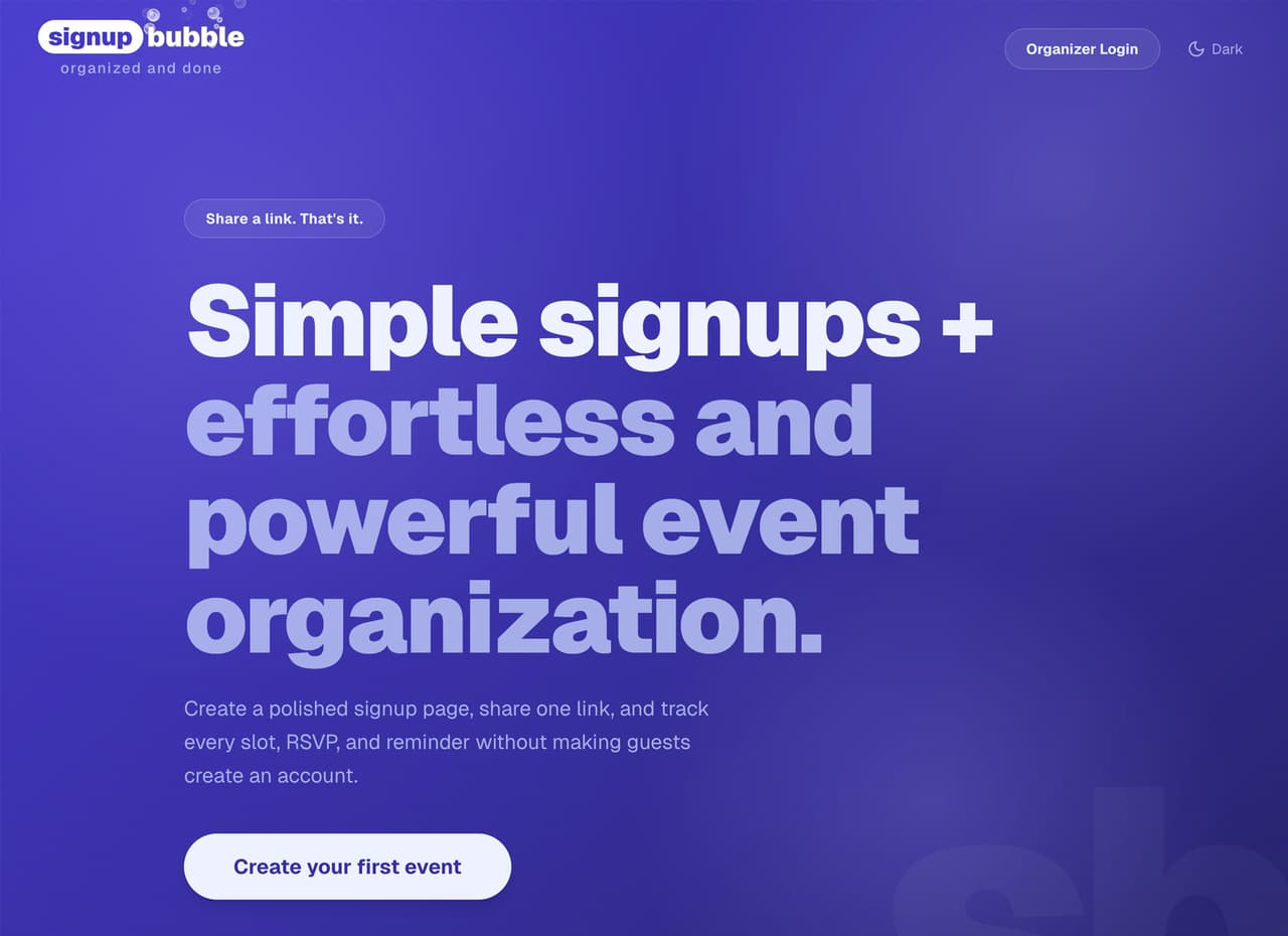 SignupBubble.com preview